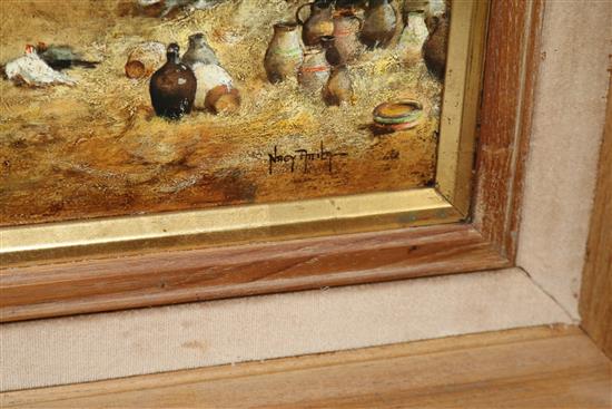 Eastern European School Market scenes 15.5 x 19.5in.